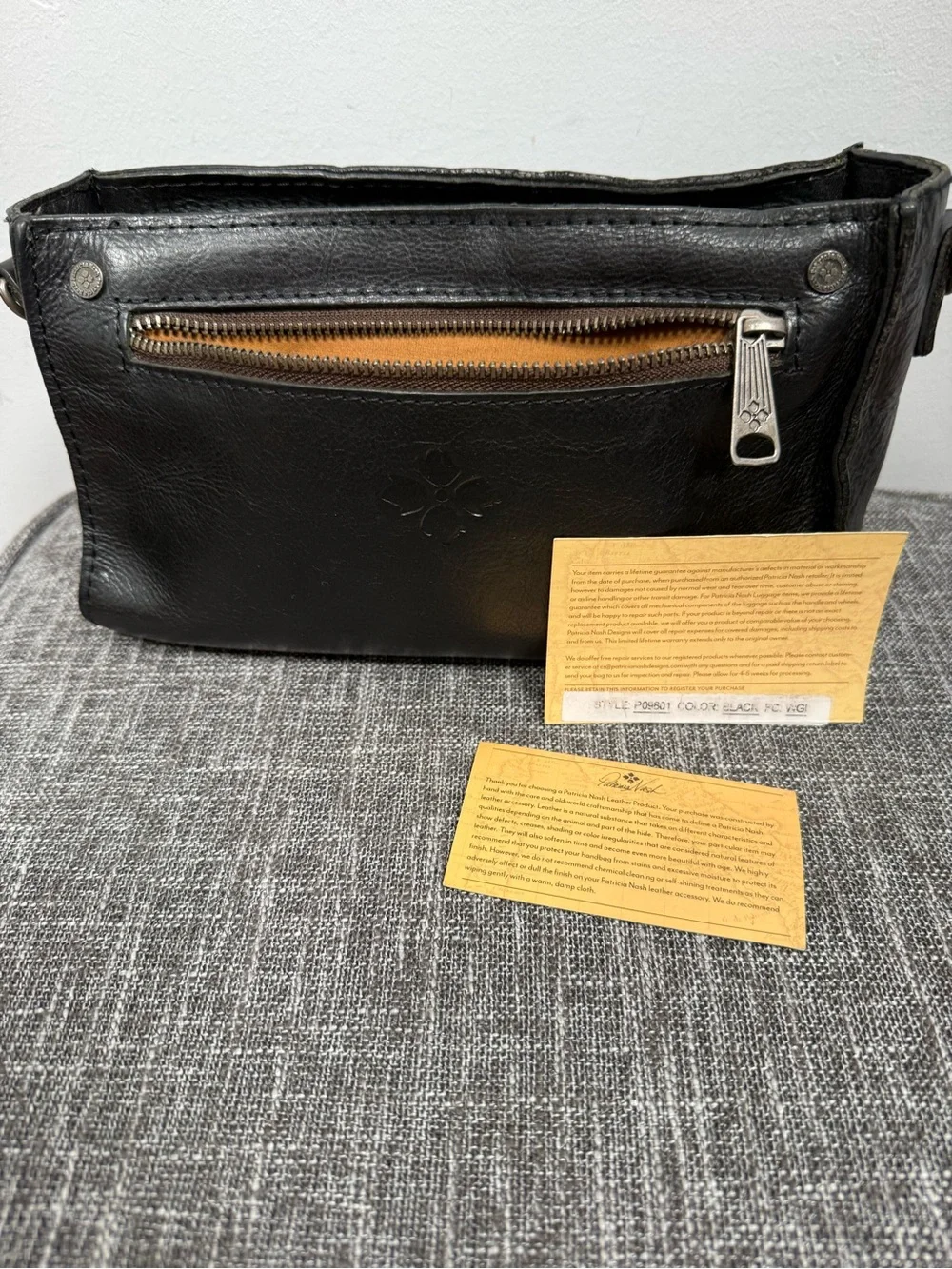 Patricia Nash Turati Black Leather Purse No Crossbody Strap Excellent Condition